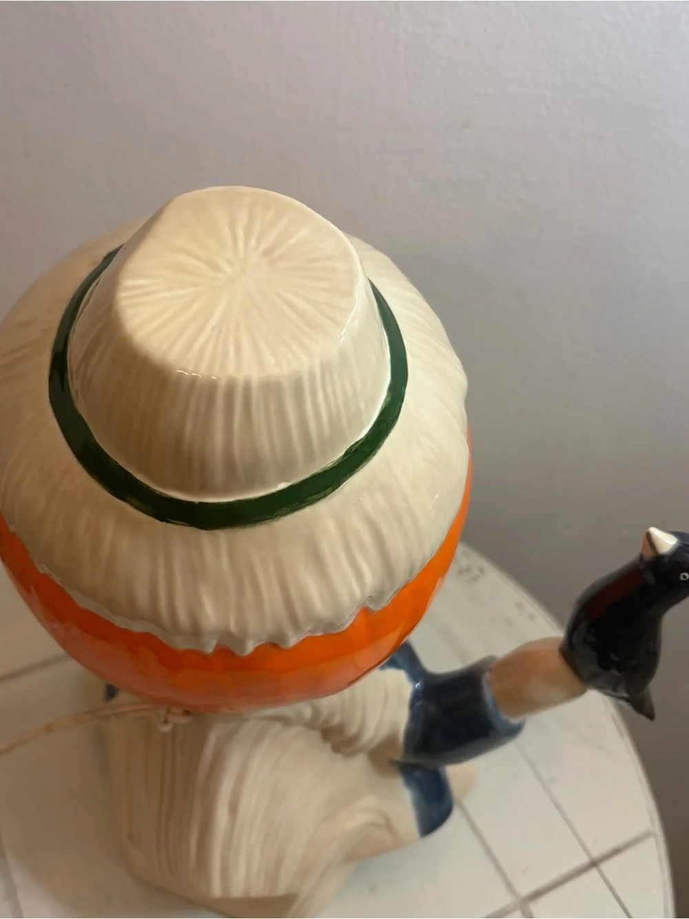Vintage ceramic scarecrow pumpkin man lights up